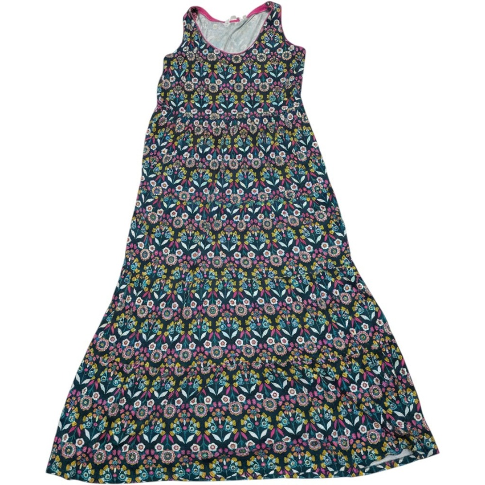 Boden Women Floral Tiered Maxi Dress Navy Pink Sleeveless Jersey US 12R J0538 - Picture 1 of 7